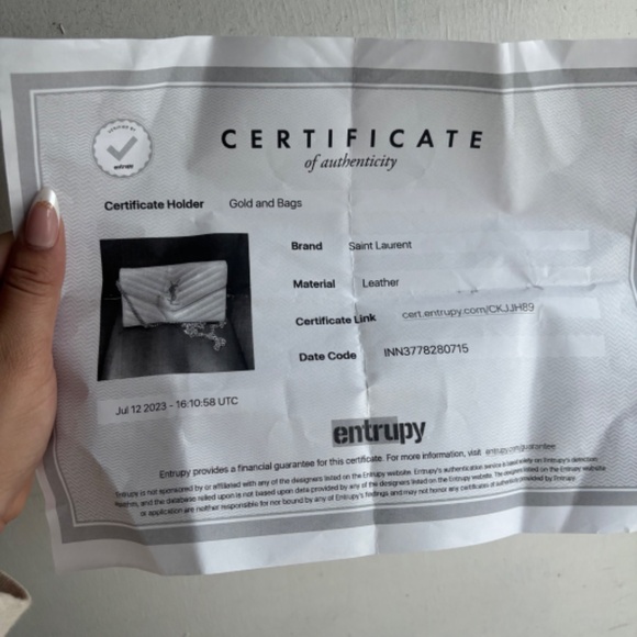 YSL Saint Laurent Matelasse Wallet on Chain (WOC) Grain De Poudre Chevron - Picture 8 of 8